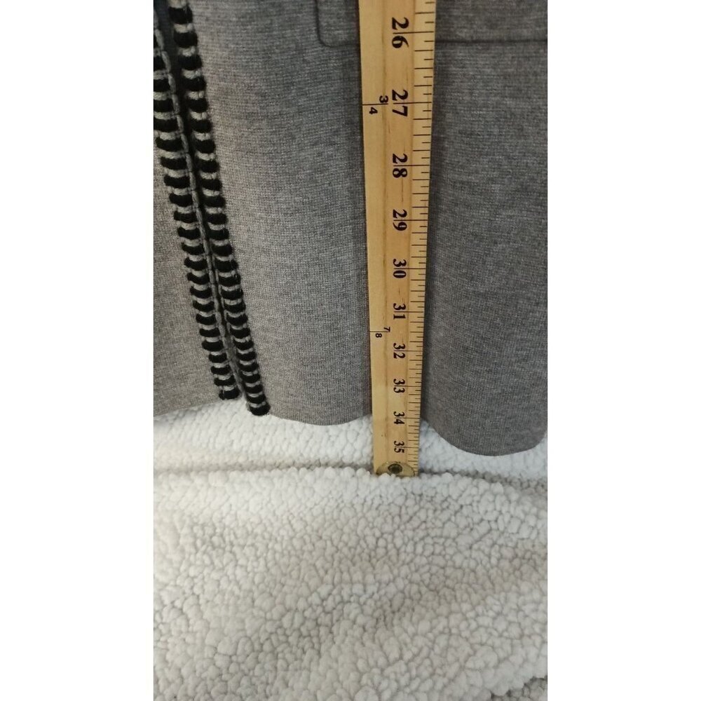 Magaschoni Open Front Cardigan Gray Black Trim Size S Long Midi Blazer Sweater - Picture 5 of 15